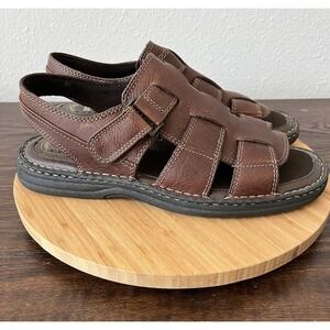NEW Nunn Bush Brown Leather Sandals Comfort Gel mens 12‎ M Leather Open Toe